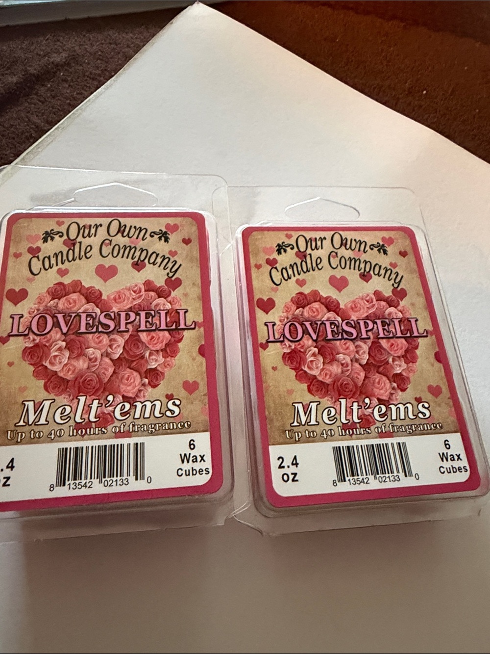 Our own candle company tarts.  Lovespell